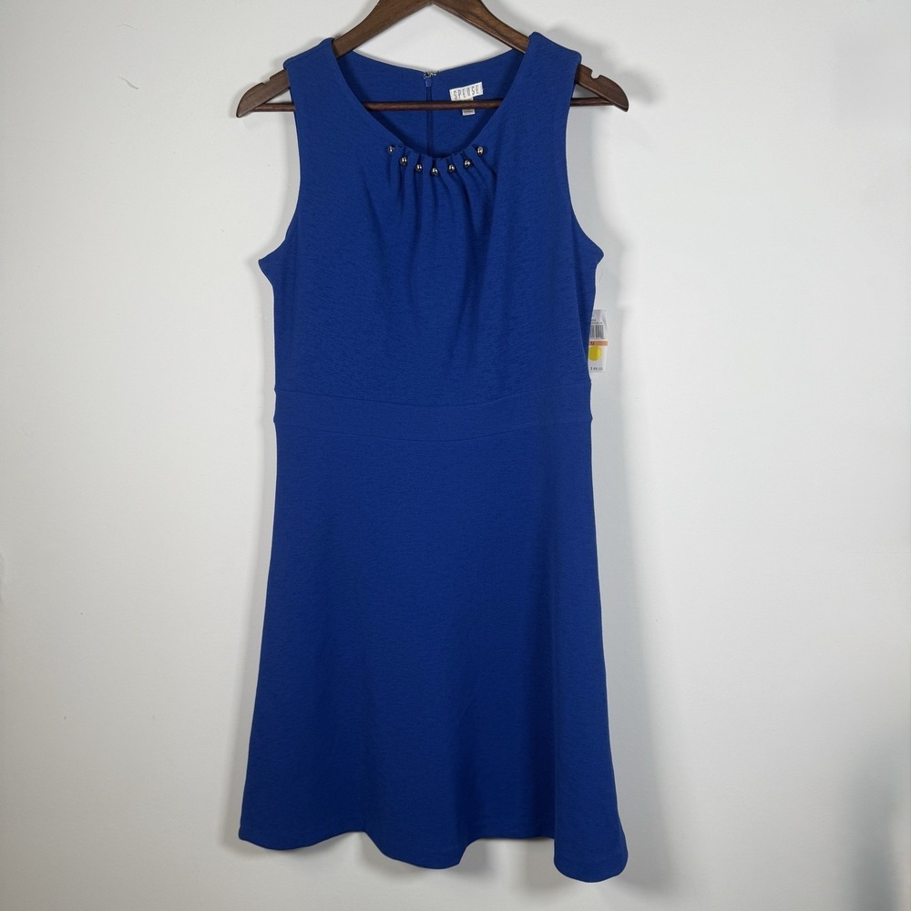 NWT Spense Sleeveless Dress Women's Size 8 Royal Blue Embellishment Stretch New